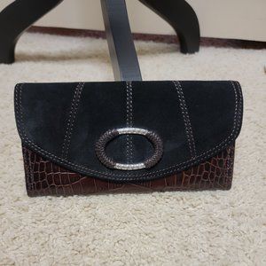 Brighton Brown Leather/Black Suede Wallet